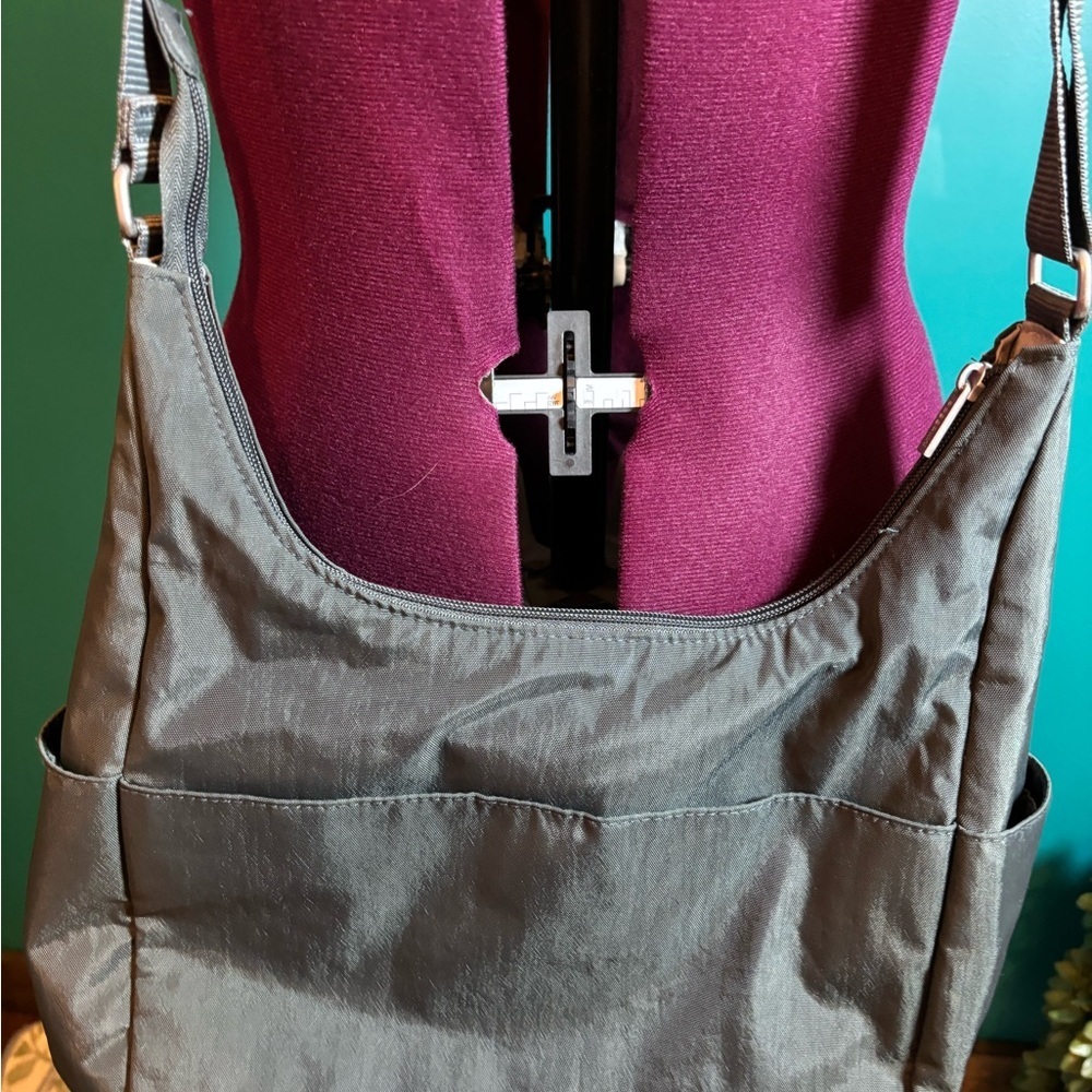 Baggallini Greenish Gray Messenger Bag with Adjustable Strap and Front Flap - Picture 3 of 4